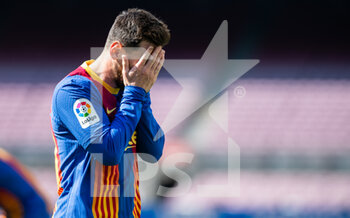 2021-05-08 - Lionel Messi of FC Barcelona reacts during the Spanish championship La Liga football match between FC Barcelona and Atletico de Madrid on May 8, 2021 at Camp Nou Stadium in Barcelona, Spain - Photo Marc Gonzalez Aloma / Spain DPPI / DPPI - FC BARCELONA VS ATLETICO DE MADRID - SPANISH LA LIGA - SOCCER