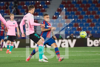 2021-05-11 - Roger Marti of Levante UD and Clement Lenglet of FC Barcelona during the Spanish championship La Liga football match between Levante UD and FC Barcelona on May 11, 2021 at Estadio Ciutat de Valencia in Valencia, Spain - Photo Maria Jose Segovia / Spain DPPI / DPPI - LEVANTE UD VS FC BARCELONA - SPANISH LA LIGA - SOCCER