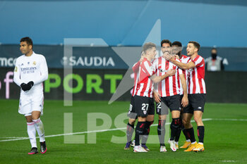 14/01/2021 - Raul Garcia of Athletic Bilbao celebrates after his goal with teammates during the Spanish SuperCup, Semifinal football match between Real Madrid and Athletic Club Bilbao on January 14, 2021 at La Rosaleda Stadium in Malaga, Spain - Photo Joaquin Corchero / Spain DPPI / DPPI - SEMIFINAL - REAL MADRID AND ATHLETIC CLUB BILBAO - SPANISH SUPERCUP - CALCIO