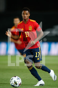 2020-10-10 - Ansu Fati of Spain in action during the UEFA Nations League football match between Spain and Switzerland on october 10, 2020 at Alfredo Di Stefano stadium in Valdebebas, Madrid, Spain - Photo Oscar J Barroso / Spain DPPI / DPPI - SPAIN VS SWITZERLAND - UEFA NATIONS LEAGUE - SOCCER