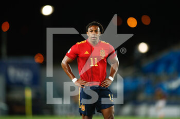 2020-10-10 - Adama Traore of Spain looks on during the UEFA Nations League football match between Spain and Switzerland on october 10, 2020 at Alfredo Di Stefano stadium in Valdebebas, Madrid, Spain - Photo Oscar J Barroso / Spain DPPI / DPPI - SPAIN VS SWITZERLAND - UEFA NATIONS LEAGUE - SOCCER