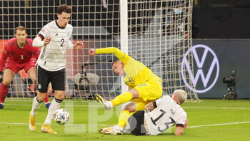 2020-11-15 - Oleksandr Zubkov of Uktaine and Robin Koch, Philipp Max of Germany during the UEFA Nations League, qualifying football match between Germany and Uktaine on November 14, 2020 at Red Bull Arena in Leipzig, Germany - Photo Ralf Ibing / firo Sportphoto / DPPI - GERMANY VS UKRAINE - UEFA NATIONS LEAGUE - SOCCER