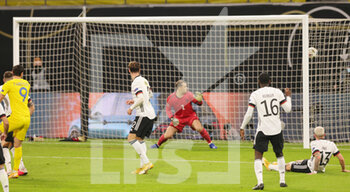 2020-11-15 - Roman Yaremchuk of Uktaine scores the 0-1 goal during the UEFA Nations League, qualifying football match between Germany and Uktaine on November 14, 2020 at Red Bull Arena in Leipzig, Germany - Photo Ralf Ibing / firo Sportphoto / DPPI - GERMANY VS UKRAINE - UEFA NATIONS LEAGUE - SOCCER