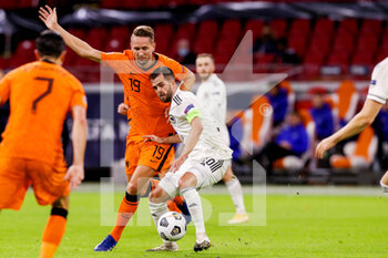 2020-11-15 - Luuk de Jong of the Netherlands, Miralem Pjanic of Bosnia and Herzegovina during the UEFA Nations League football match between Netherlands and Bosnia and Herzegovina on november 15, 2020 at Johan Cruijff Arena in Amsterdam, Netherlands - Photo Marcel ter Bals / Orange Pictures / DPPI - NETHERLANDS VS BOSNIA AND HERZEGOVINA - UEFA NATIONS LEAGUE - SOCCER