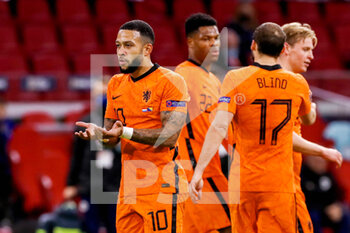 2020-11-15 - Memphis Depay of the Netherlands celebrating goal (3-0) during the UEFA Nations League football match between Netherlands and Bosnia and Herzegovina on november 15, 2020 at Johan Cruijff Arena in Amsterdam, Netherlands - Photo Marcel ter Bals / Orange Pictures / DPPI - NETHERLANDS VS BOSNIA AND HERZEGOVINA - UEFA NATIONS LEAGUE - SOCCER