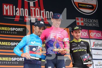 2019-10-09 - Il podio di oggi: Woods Michael (CANADA) vincitore di oggi, Alejandro Valverde (Spagna) e Adam Yates (Gran Bretagna) - MILANO - TORINO 2019 - MILANO - TORINO - CYCLING