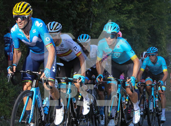 2020-09-18 - Alejandro Valverde of Movistar Team and Miguel Angel Lopez of Astana Pro Team during the Tour de France 2020, cycling race stage 19, Bourg en Bresse - Champagnole (165,5 km) on September 18, 2020 in Champagnole, France - Photo Laurent Lairys / DPPI - STAGE 19, BOURG EN BRESSE - CHAMPAGNOLE 2020 - TOUR DE FRANCE - CYCLING