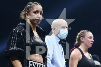 2020-11-28 - Estelle Mosselly-Yoka wins against Emma Gongora during the Boxing event, Lightweight boxing bout between Estelle Mossely-Yoka and Emma Gongora on November 27, 2020 at the H Arena in Nantes, France - Photo Laurent Lairys / DPPI -  BOXING BOUT BETWEEN ESTELLE MOSSELY-YOKA VS EMMA GONGORA - BOXING - CONTACT