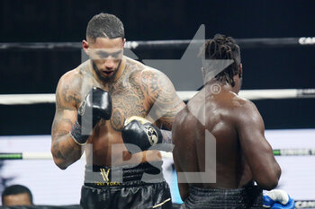 2021-03-06 - Tony Yoka of France and Joel Tambwe Djeko of Belgium during the Heavyweight Europe championship, boxing event between Tony Yoka and Joel Tambwe Djeko on March 5, 2021 at H Arena in Nantes, France - Photo Laurent Lairys / DPPI - TONY YOKA VS JOEL TAMBWE DJEKO - BOXING - CONTACT