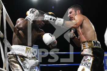 2021-07-16 - Christopher Mondongo (Italy) vs Marvin Callea (France) during the WBC Mediterranean Super Bantamweight Title Fights of Italy on July 16, 2021 at Stadio Angelo Sale in Ladispoli, Italy - MONDONGO VS CALLEA WBC MEDITERRANEAN SUPER BANTAMWEIGHT TITLE - BOXING - CONTACT