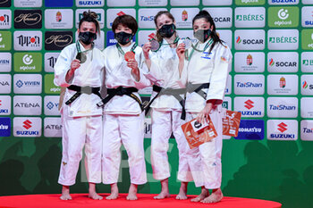 2021-06-07 - Ana Box Perez of Spain winner of the silver medal, Ai Shishime of Japan winner of the gold medal, Fabienne Koch of Switzerland winner of the bronze medal, Gefen Primo of Israel winner of the bronze medal women -52 kg during the IJF World Judo Championships 2021 on June 7, 2021 at Budapest Sports Arena in Budapest, Hungary - Photo Yannick Verhoeven / Orange Pictures / DPPI - IJF WORLD JUDO CHAMPIONSHIPS 2021 - JUDO - CONTACT