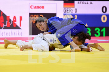 2021-06-13 - Theresa Stoll of Germany and Jandi Kim of South Korea during the IJF World Judo Championships 2021 on June 13, 2021 at Budapest Sports Arena in Budapest, Hungary - Photo Yannick Verhoeven / Orange Pictures / DPPI - IJF WORLD JUDO CHAMPIONSHIPS 2021 - JUDO - CONTACT