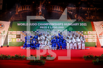 2021-06-13 - Team of France, Japan, Uzbekistan and Brazil during the medal ceremony during the IJF World Judo Championships 2021 on June 13, 2021 at Budapest Sports Arena in Budapest, Hungary - Photo Yannick Verhoeven / Orange Pictures / DPPI - IJF WORLD JUDO CHAMPIONSHIPS 2021 - JUDO - CONTACT