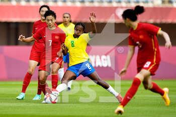 2021-07-21 - Shuang Wang of China and Formiga of Brazil during the Olympic Games Tokyo 2020, Football Women's First Round, Group F, between China and Brazil on July 21, 2021 at Miyagi Stadium in Rifu, Japan - Photo Pablo Morano / Orange Pictures / DPPI - OLYMPIC GAMES TOKYO 2020, JULY 21, 2021 - OLYMPIC GAMES TOKYO 2020 - OLYMPIC GAMES