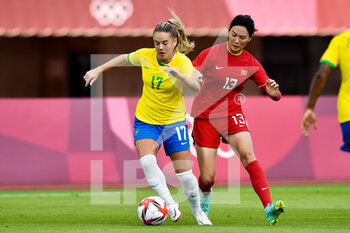 2021-07-21 - Andressinha of Brazil and Guiping Luo of China during the Olympic Games Tokyo 2020, Football Women's First Round, Group F, between China and Brazil on July 21, 2021 at Miyagi Stadium in Rifu, Japan - Photo Pablo Morano / Orange Pictures / DPPI - OLYMPIC GAMES TOKYO 2020, JULY 21, 2021 - OLYMPIC GAMES TOKYO 2020 - OLYMPIC GAMES