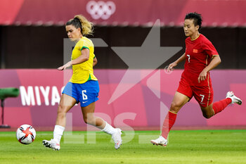 2021-07-21 - Tamires of Brazil and Shuang Wang of China during the Olympic Games Tokyo 2020, Football Women's First Round, Group F, between China and Brazil on July 21, 2021 at Miyagi Stadium in Rifu, Japan - Photo Pablo Morano / Orange Pictures / DPPI - OLYMPIC GAMES TOKYO 2020, JULY 21, 2021 - OLYMPIC GAMES TOKYO 2020 - OLYMPIC GAMES