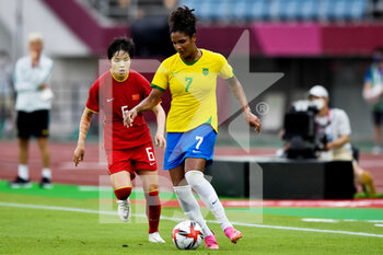 2021-07-21 - Xin Zhang of China and Duda of Brazil during the Olympic Games Tokyo 2020, Football Women's First Round, Group F, between China and Brazil on July 21, 2021 at Miyagi Stadium in Rifu, Japan - Photo Pablo Morano / Orange Pictures / DPPI - OLYMPIC GAMES TOKYO 2020, JULY 21, 2021 - OLYMPIC GAMES TOKYO 2020 - OLYMPIC GAMES