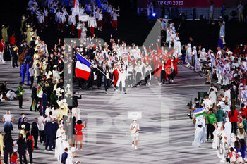 2021-07-23 - Team France during the Olympic Games Tokyo 2020, Opening Ceremony on July 23, 2021 at Olympic Stadium in Tokyo, Japan - Photo Photo Kishimoto / DPPI - OLYMPIC GAMES TOKYO 2020, JULY 23, 2021 - OLYMPIC GAMES TOKYO 2020 - OLYMPIC GAMES