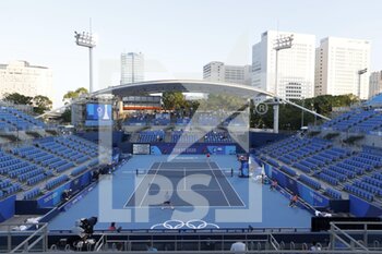 2021-07-25 - General view during the Olympic Games Tokyo 2020, Tennis Men's Singles First Round on July 25, 2021 at Ariake Tennis Park Center Court in Tokyo, Japan - Photo Photo Kishimoto / DPPI - OLYMPIC GAMES TOKYO 2020, JULY 25, 2021 - OLYMPIC GAMES TOKYO 2020 - OLYMPIC GAMES