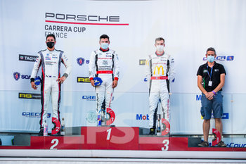 2020-09-12 - 01 GUVEN Ayhancan (tur), Martinet by Alm.ras, Porsche 911 GT3 Cup, action 91 EVANS jaxon (aus), BWT Lechner Racing, Porsche 911 GT3 Cup, action 27 SIMMENAUER Jean-Baptiste (fra), BWT Lechner Racin, Porsche 911 GT3 Cup, action podium during the 1st round of the Porsche Carrera Cup France 2020, from September 10 to 13, 2020 on the Circuit de Nevers Magny-Cours, in Magny-Cours, France, France - Photo Germain Hazard / DPPI - PORSCHE CARRERA CUP FRANCE 2020 - MAGNY-COURS - CARRERA CUP - MOTORS