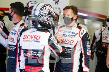 2020-09-18 - Conway Mike (gbr), Toyota Gazoo Racing, Toyota TS050 Hybrid, Kobayashi Kamui (jpn), Toyota Gazoo Racing, Toyota TS050 Hybrid celebrates the pole position during the qualifying and Hyperpole sessions of the 2020 24 Hours of Le Mans, 7th round of the 2019-20 FIA World Endurance Championship on the Circuit des 24 Heures du Mans, from September 16 to 20, 2020 in Le Mans, France - Photo Frederic Le Floc'h / DPPI - 24 HOURS OF LE MANS, 7TH ROUND 2020 - PRACTICE SESSION - ENDURANCE - MOTORS