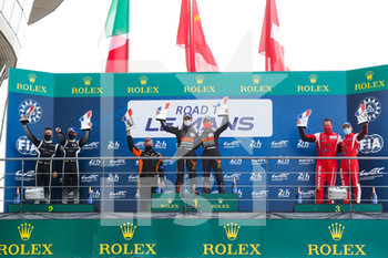 2020-09-18 - 08 Piccini Giacomo (ita), Mastronardi Rino (ita), Iron Lynx, Ferrari 488 GT3, 63 Caldarelli Andrea (mco), Hamaguchi Hiroshi (jpn), Kessel Racing, Ferrari 488 GT3, 74 Broniszewski Michael (pol), Perel David (zaf), Kessel Racing, Ferrari 488 GT3, podium during the 2020 Road to Le Mans, 4th round of the 2020 Michelin Le Mans Cup on the Circuit des 24 Heures du Mans, from September 18 to 19, 2020 in Le Mans, France - Photo Fr.d.ric Le Floc...h / DPPI - ROAD TO LE MANS, 4TH ROUND 2020 - ENDURANCE - MOTORS