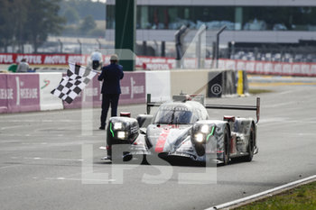 2020-09-20 - 03 Berthon Nathanael (fra), Del..traz Louis (swi), Dumas Romain (fra), Rebellion Racing, Rebellion R13-Gibson, action, chequered flag during the 2020 24 Hours of Le Mans, 7th round of the 2019-20 FIA World Endurance Championship on the Circuit des 24 Heures du Mans, from September 16 to 20, 2020 in Le Mans, France - Photo Xavi Bonilla / DPPI - 24 HOURS OF LE MANS, 7TH ROUND 2020 - ENDURANCE - MOTORS