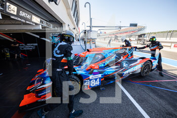 2021-06-05 - 84 Aoki Takuma (JPN), Nigel Bailly (BEL), Pierre Sancinena (FRA), Oreca 07 - Gibson ASSOCIATION SRT41, action stand pit lane during the 2021 4 Hours of Le Castellet, 3rd round of the 2021 European Le Mans Series, from June 04 to 06, 2021 on the Circuit Paul Ricard, in Le Castellet, France - Photo Germain Hazard / DPPI - 2021 4 HOURS OF LE CASTELLET, 3RD ROUND OF THE 2021 EUROPEAN LE MANS SERIES - ENDURANCE - MOTORS