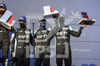 2021-06-13 - 36 Negrao Andre (bra), Lapierre Nicolas (fra), Vaxiviere Matthieu (fra), Alpine Elf Matmut, Alpine A480 - Gibson, PODIUM during the 8 Hours of Portimao, 2nd round of the 2021 FIA World Endurance Championship on the Algarve International Circuit, from June 11 to 13, 2021 in Portimao, Algarve, Portugal - Photo François Flamand / DPPI - 8 HOURS OF PORTIMAO, 2ND ROUND OF THE 2021 FIA WORLD ENDURANCE CHAMPIONSHIP - ENDURANCE - MOTORS