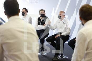 2021-07-16 - Olivier Jansonnie, technical director project 9X8 with Peugeot marketing director Thierry Lonziano, Stellantis Motorsport vice president Jean Marc Finot and FIA president Pierre Fillon, portrait Peugeot 9X8 press conference during the 6 Hours of Monza, 3rd round of the 2021 FIA World Endurance Championship, FIA WEC, on the Autodromo Nazionale di Monza, from July 16 to 18, 2021 in Monza, Italy - Photo François Flamand / DPPI - 6 HOURS OF MONZA, 3RD ROUND OF THE 2021 FIA WORLD ENDURANCE CHAMPIONSHIP, FIA WEC - ENDURANCE - MOTORS