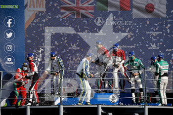 2021-07-18 - Hoshino Satoshi (jpn), Fujii Tomonobu (jpn), Watson Andrew (gbr), D'Station Racing, Aston Martin Vantage AMR, Dalla Lana Paul (can), Farfus Augusto (bra), Gomes Marcos (bra), Aston Martin Racing, Aston Martin Vantage AMR, Perrodo Francois (fra), Nielsen Nicklas (dnk), Rovera Alessio (ita), AF Corse, Ferrari 488 GTE Evo, portrait podium during the 6 Hours of Monza, 3rd round of the 2021 FIA World Endurance Championship, FIA WEC, on the Autodromo Nazionale di Monza, from July 16th to 18th, 2021 in Monza, Italy - Photo Paulo Maria / DPPI - 6 HOURS OF MONZA, 3RD ROUND OF THE 2021 FIA WORLD ENDURANCE CHAMPIONSHIP, FIA WEC - ENDURANCE - MOTORS