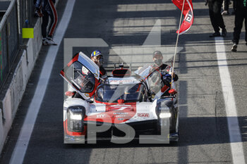 2021-07-18 - 07 Conway Mike (gbr), Kobayashi Kamui (jpn), Lopez Jose Maria (arg), Toyota Gazoo Racing, Toyota GR010 - Hybrid, action FINISH LINE, ARRIVEE, during the 6 Hours of Monza, 3rd round of the 2021 FIA World Endurance Championship, FIA WEC, on the Autodromo Nazionale di Monza, from July 16 to 18, 2021 in Monza, Italy - Photo François Flamand / DPPI - 6 HOURS OF MONZA, 3RD ROUND OF THE 2021 FIA WORLD ENDURANCE CHAMPIONSHIP, FIA WEC - ENDURANCE - MOTORS