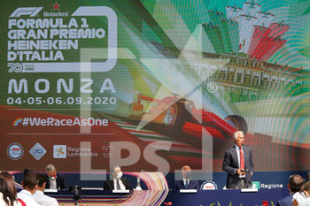 2020-08-27 - Giovanni Malago, President of the Italian National Olympic Committee (CONI) and member of the International Olympic Committee - CONFERENZA STAMPA GRAN PREMIO HEINEKEN D'ITALIA - FORMULA 1 - MOTORS