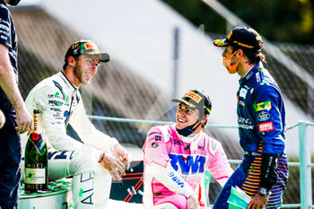 2020-09-07 - GASLY Pierre (fra), Scuderia AlphaTauri Honda AT01, portrait celebrating first victory on the podium with STROLL Lance (can), Racing Point F1 RP20, and SAINZ Carlos (spa), McLaren Renault F1 MCL35, during the Formula 1 Gran Premio Heineken D'italia 2020, 2020 Italian Grand Prix, from September 4 to 6, 2020 on the Autodromo Nazionale di Monza, in Monza, near Milano, Italy - Photo Florent Gooden / DPPI - PIERRE GASLY CAREER - FORMULA 1 - MOTORS