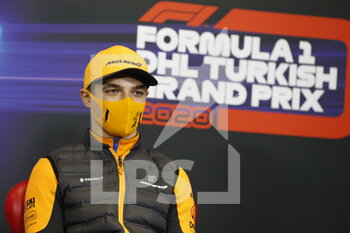 2020-11-12 - NORRIS Lando (gbr), McLaren Renault F1 MCL35, portrait during press conference of the Formula 1 DHL Turkish Grand Prix 2020, from November 13 to 15, 2020 on the Intercity Istanbul Park, in Tuzla, near Istanbul, Turkey - Photo Antonin Vincent / DPPI - FORMULA 1 DHL TURKISH GRAND PRIX 2020 - THURSDAY - FORMULA 1 - MOTORS