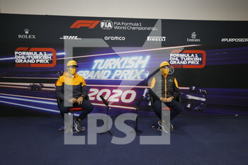 2020-11-12 - NORRIS Lando (gbr), McLaren Renault F1 MCL35, portrait SAINZ Carlos (spa), McLaren Renault F1 MCL35, portrait during press conference of the Formula 1 DHL Turkish Grand Prix 2020, from November 13 to 15, 2020 on the Intercity Istanbul Park, in Tuzla, near Istanbul, Turkey - Photo Antonin Vincent / DPPI - FORMULA 1 DHL TURKISH GRAND PRIX 2020 - THURSDAY - FORMULA 1 - MOTORS