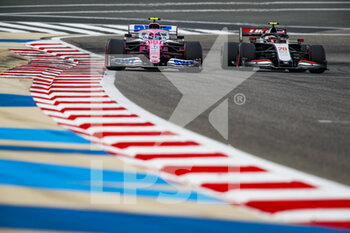 2020-11-28 - 18 STROLL Lance (can), Racing Point F1 RP20, 20 MAGNUSSEN Kevin (dnk), Haas F1 Team VF-20 Ferrari, action during the Formula 1 Gulf Air Bahrain Grand Prix 2020, from November 27 to 29, 2020 on the Bahrain International Circuit, in Sakhir, Bahrain - Photo Florent Gooden / DPPI - FORMULA 1 GULF AIR BAHRAIN GRAND PRIX 2020 - SATURDAY - FORMULA 1 - MOTORS