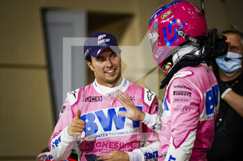 2020-12-06 - PEREZ Sergio (mex), Racing Point F1 RP20, portrait celebrating his first victory with STROLL Lance (can), Racing Point F1 RP20, during the Formula 1 Rolex Sakhir Grand Prix 2020, from December 4 to 6, 2020 on the Bahrain International Circuit, in Sakhir, Bahrain - Photo Florent Gooden / DPPI - FORMULA 1 ROLEX SAKHIR GRAND PRIX 2020 - SUNDAY - FORMULA 1 - MOTORS