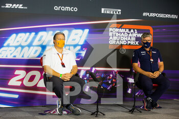 2020-12-11 - BROWN Zak (usa), Chief Executive Officer of McLaren Racing, SZAFNAUER Otmar (rom), Team Principal and CEO of Racing Point F1, portrait, press conference during the Formula 1 Etihad Airways Abu Dhabi Grand Prix 2020, from December 11 to 13, 2020 on the Yas Marina Circuit, in Abu Dhabi - Photo Antonin Vincent / DPPI - FORMULA 1 ETIHAD AIRWAYS ABU DHABI GRAND PRIX 2020 - FRIDAY - FORMULA 1 - MOTORS