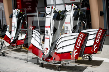 2021-03-25 - Alfa Romeo Racing ORLEN C41, mechanical detail of front wings during Formula 1 Gulf Air Bahrain Grand Prix 2021 from March 26 to 28, 2021 on the Bahrain International Circuit, in Sakhir, Bahrain - Photo Florent Gooden / DPPI - FORMULA 1 GULF AIR BAHRAIN GRAND PRIX 2021 - FORMULA 1 - MOTORS
