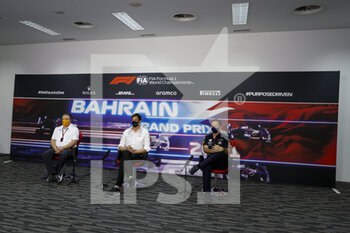 2021-03-26 - BROWN Zak (usa), Chief People & IT Officer of McLaren Racing, WOLFF Toto (aut), Team Principal & CEO Mercedes AMG F1 GP, HORNER Christian (gbr), Team Principal of Red Bull Racing, portrait, press conference during Formula 1 Gulf Air Bahrain Grand Prix 2021 from March 26 to 28, 2021 on the Bahrain International Circuit, in Sakhir, Bahrain - Photo Frédéric Le Floc?h / DPPI - FORMULA 1 GULF AIR BAHRAIN GRAND PRIX 2021 - FORMULA 1 - MOTORS