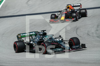2021-05-07 - 18 STROLL Lance (can), Aston Martin F1 AMR21, action 33 VERSTAPPEN Max (nld), Red Bull Racing Honda RB16B, action during the Formula 1 Aramco Gran Premio De Espana 2021 from May 07 to 10, 2021 on the Circuit de Barcelona-Catalunya, in Montmelo, near Barcelona, Spain - Photo Xavi Bonilla / DPPI - FORMULA 1 ARAMCO GRAN PREMIO DE ESPANA 2021 - FORMULA 1 - MOTORS