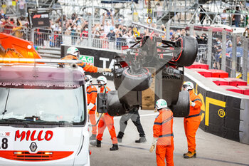 2021-05-22 - 16 LECLERC Charles (mco), Scuderia Ferrari SF21, crash, accident, during the 2021 Formula One World Championship, Grand Prix of Monaco from on May 20 to 23 in Monaco - Photo Antonin Vincent / DPPI - 2021 FORMULA ONE WORLD CHAMPIONSHIP, GRAND PRIX OF MONACO - FORMULA 1 - MOTORS