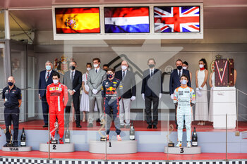 2021-05-23 - podium NORRIS Lando (gbr), McLaren MCL35M, VERSTAPPEN Max (ned), Red Bull Racing Honda RB16B, SAINZ Carlos (spa), Scuderia Ferrari SF21, NEWEY Adrian, Chief Technical Officer of Red Bull Racing, portrait during the 2021 Formula One World Championship, Grand Prix of Monaco from on May 20 to 23 in Monaco - Photo Antonin Vincent / DPPI - 2021 FORMULA ONE WORLD CHAMPIONSHIP, GRAND PRIX OF MONACO - FORMULA 1 - MOTORS