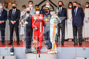 2021-05-23 - podium NORRIS Lando (gbr), McLaren MCL35M, VERSTAPPEN Max (ned), Red Bull Racing Honda RB16B, SAINZ Carlos (spa), Scuderia Ferrari SF21, NEWEY Adrian, Chief Technical Officer of Red Bull Racing, portrait during the 2021 Formula One World Championship, Grand Prix of Monaco from on May 20 to 23 in Monaco - Photo Antonin Vincent / DPPI - 2021 FORMULA ONE WORLD CHAMPIONSHIP, GRAND PRIX OF MONACO - FORMULA 1 - MOTORS