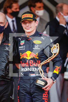 2021-05-23 - podium VERSTAPPEN Max (ned), Red Bull Racing Honda RB16B, portrait during the 2021 Formula One World Championship, Grand Prix of Monaco from on May 20 to 23 in Monaco - Photo Antonin Vincent / DPPI - 2021 FORMULA ONE WORLD CHAMPIONSHIP, GRAND PRIX OF MONACO - FORMULA 1 - MOTORS