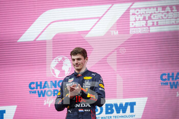 2021-06-27 - VERSTAPPEN Max (ned), Red Bull Racing Honda RB16B, portrait, podium during the Formula 1 Grosser Preis Der Steiermark 2021, 2021 Styrian Grand Prix, 8th round of the 2021 FIA Formula One World Championship from June 25 to 27, 2021 on the Red Bull Ring, in Spielberg, Austria - Photo Florent Gooden / DPPI - FORMULA 1 GROSSER PREIS DER STEIERMARK 2021, 2021 STYRIAN GRAND PRIX - FORMULA 1 - MOTORS