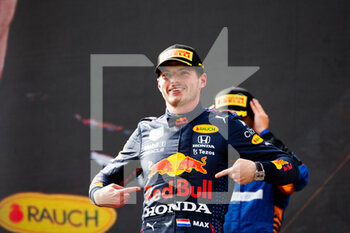 2021-07-04 - VERSTAPPEN Max (ned), Red Bull Racing Honda RB16B, action podium during the Formula 1 Grosser Preis Von Osterreich 2021, 2021 Austrian Grand Prix, 9th round of the 2021 FIA Formula One World Championship from July 2 to 4, 2021 on the Red Bull Ring, in Spielberg, Austria - Photo Joao Filipe / DPPI - FORMULA 1 GROSSER PREIS VON OSTERREICH 2021, 2021 AUSTRIAN GRAND PRIX - FORMULA 1 - MOTORS