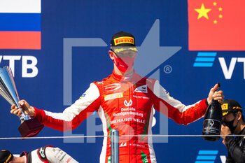 2020-09-27 - Schumacher Mick (ger), Prema Racing, Dallara F2 2018, portrait, ambiance, podium during the 10th round of the 2020 FIA Formula 2 Championship from from September 25 to 27, 2020 on the Sochi Autodrom, in Sochi, Russia - Photo Sebastian Rozendaal / Dutch Photo Agency / DPPI - 10TH ROUND OF THE 2020 FIA FORMULA 2 CHAMPIONSHIP - FORMULA 2 - MOTORS