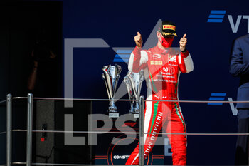 2020-09-27 - 20 Schumacher Mick (ger), Prema Racing, Dallara F2 2018, portrait podium during the 10th round of the 2020 FIA Formula 2 Championship from from September 25 to 27, 2020 on the Sochi Autodrom, in Sochi, Russia - Photo Antonin Vincent / DPPI - 10TH ROUND OF THE 2020 FIA FORMULA 2 CHAMPIONSHIP - FORMULA 2 - MOTORS